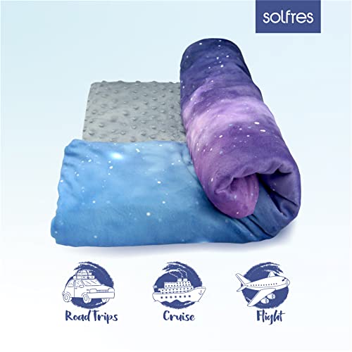 Solfres Small Weighted Lap Pad Blanket Throw For Kids Boys Teens 20In X 23In 5 Lbs - Sleep Therapy Plush Travel Size With Glass Beads, Galaxy Space Stars #TOP4
