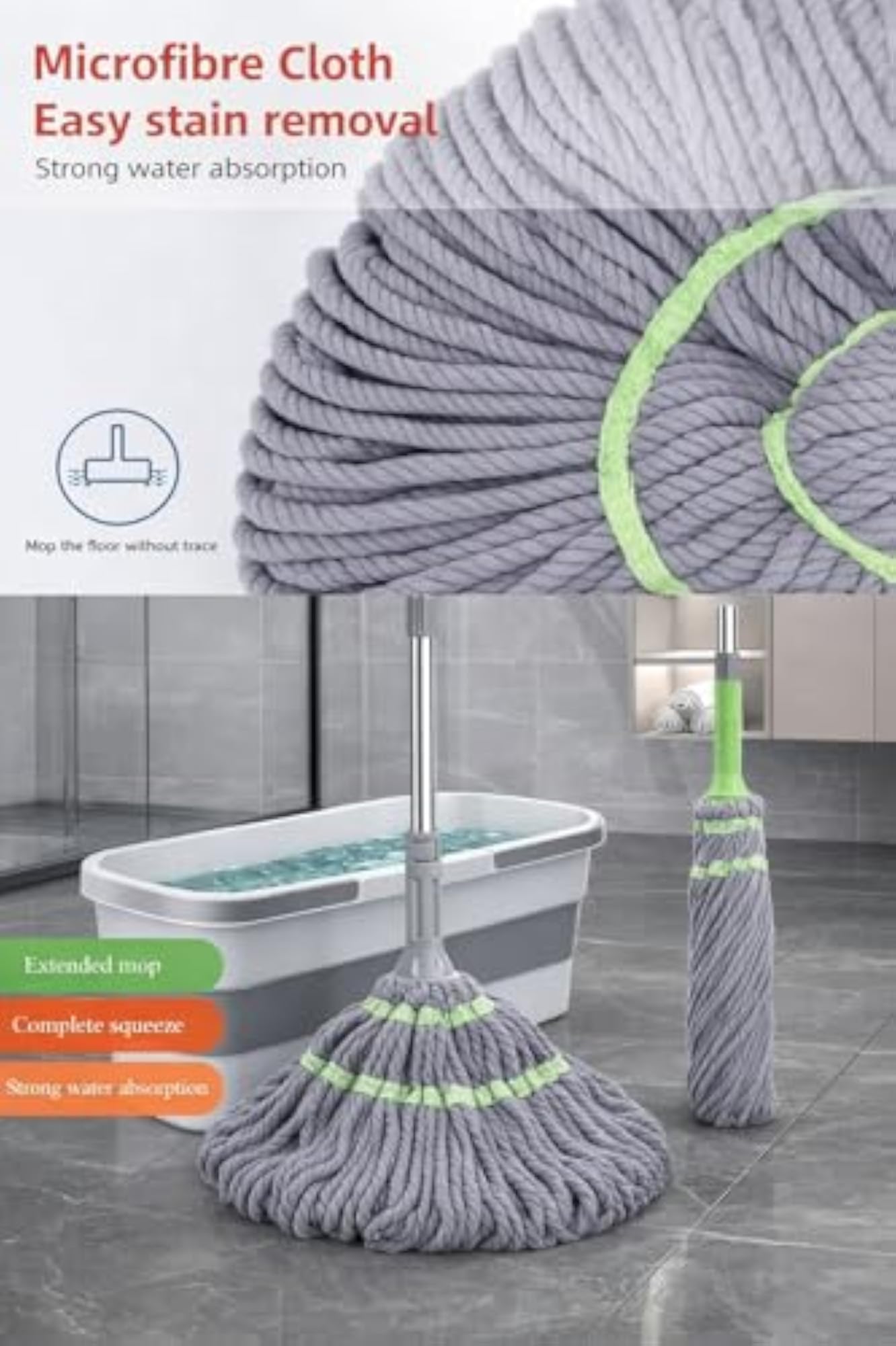 Microfiber Self-Wringing Twist Mop with Handle