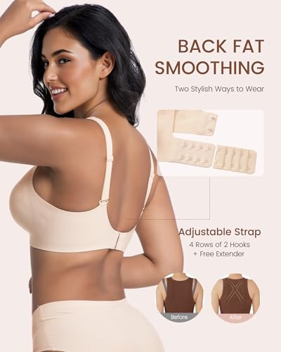 Image of Vinfact Deep V Mesh Bras for Women No Underwire Buttery Soft Wireless Bras Lightly Support Seamless Bralettes