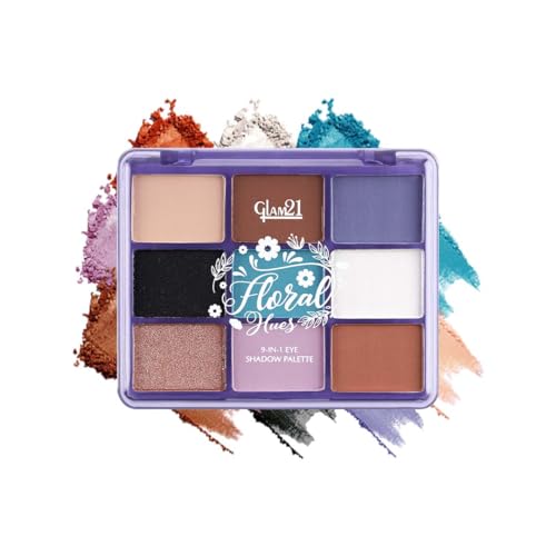 Image of Glam21 Floral Hues 9 In 1 Eyeshadow Palette | Highly Pigmented | Easy To Carry | Super-Blendable | Mix of Matte and Shimmers Smudge-Proof (7.2 gm) | 01- Orchid