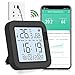 Télécommande IR WiFi avec capteur de température et d'humidité - Capteur de thermomètre hygromètre avec alerte intelligente - 2 ans de stockage de données gratuit - Grand écran rétroéclairé