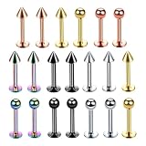 IMIKEYA 20 Piezas de Tachuelas para Labios de Acero Inoxidable Ligeras y Decorativas, Accesorios para Piercing Art Ideales para Oreja y Nariz Mujer