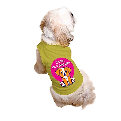 Image of Ruse cotton blend I m a Good Girl Printed Dog Round Neck Sleeveless Vest Tank T-Shirt /Tees Apparel /Clothes /Tees Gift for Dogs (Yellow /XXL (Saint Bernard, Great Dane etc.), 1 count