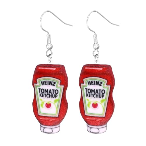 Funny Acrylic Food Dangle Earrings Hamburger Sandwich Ketchup Birthday Cake Earrings Birthday Celebration Earrings Exaggerated Statement Jewelry For Women Men