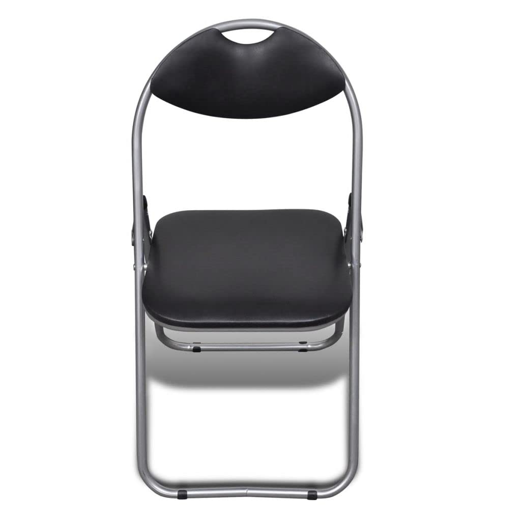 GuyAna Sillas de Comedor Plegables 2 uds Cuero sintético y Acero Negro Mesa Y Sillas De Comedor