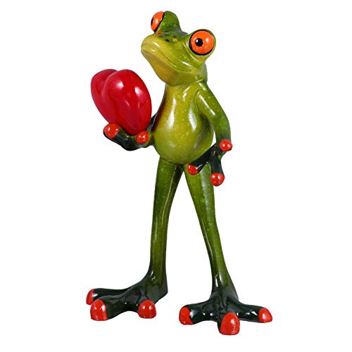 TOYANDONA Resin Frog Statue Green Frog Personalized Animal Figurines with Heart Model Ornament 14. 5x9x5cm for Garden Home Office Decoration