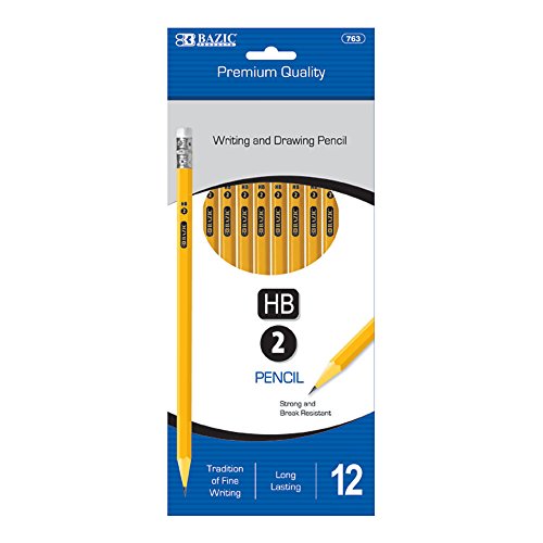 BAZIC Pencil #2 HB Pencils, Latex Free Eraser, Premium Wood Yellow...