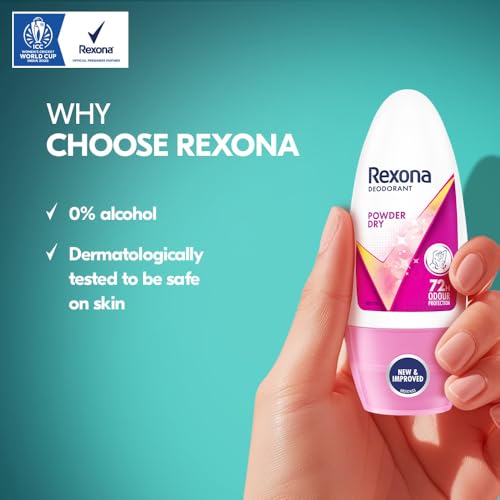 Image of Rexona Powder Dry Underarm Roll-On Deodorant for Women | 72H Odour Protection | 50ML (Pack of 3)