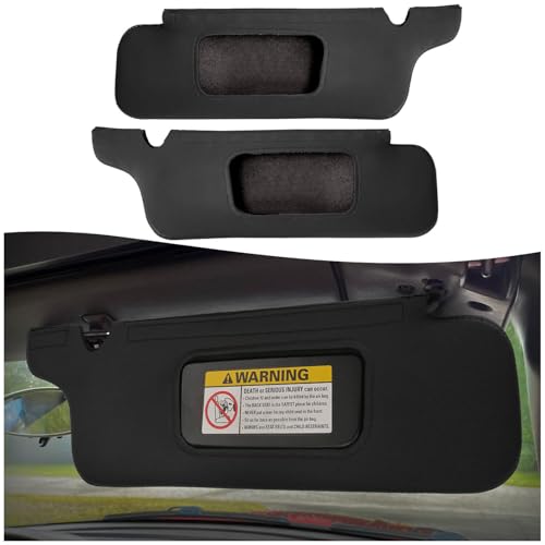 KBH Sun Visor Cover for Ford Mustang 1994-2004, Vinyl Leather Trim, Car Sunvisor Protector Covering, Left and Right Side, Anti-Scratch, Black (Leather Covers Only)