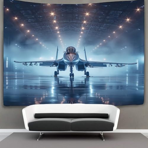 Couverture murale avion de chasse 3D en polyester doux et lavable maison