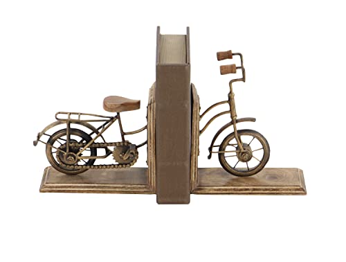 Deco 79 Wood Bike Bookends, Set Of 2 7"W, 9"H, Brass #TOP7