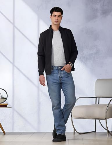 Image of Qube By Fort Collins Men's Regular Fit Lightweight Winter Jacket - Textured Fabric, Warm & Stylish Outerwear