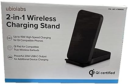 Ubio Labs2-in-1 Wireless Charging Stand, Black