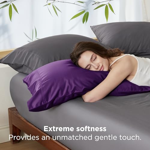 Bedsure King Size Pillow Cases Set of 2, Cooling Pillow Cases for Hot Sleepers, Rayon Derived from Bamboo Plum Pillowcases, Breathable & Soft Bedding Pillow Covers with Envelope Closure, 20x36 Inches
