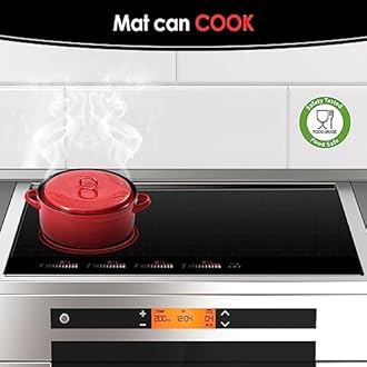 KitchenRaku Large Induction Hob Protector Mat 60x40cm, Silicone Induction Hob Cover- (Magnetic) Cooktop Scratch Protector for Induction Hob,Multifunctional Silicone Mats