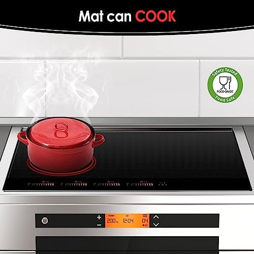 KitchenRaku Large Induction Hob Protector Mat 60x40cm, Silicone Induction Hob Cover- (Magnetic) Cooktop Scratch Protector for Induction Hob,Multifunctional Silicone Mats