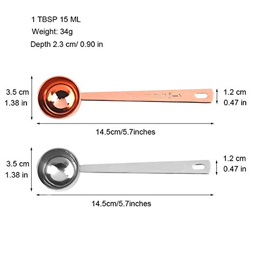 Rose Gold Coffee Scoops,Coffee Scoop For Ground Coffee, 1 Pc 15 Ml (1 Tpsp) 304 Stainless Steel Coffee Spoons 1 Tablespoon Long Handle Tablespoon Fits Coffee Container For Ground Coffee #TOP1