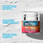 Crème de rétinol pour visage avec acide hyaluronique, Jour du collagène & Hydratant de nuit pour les femmes et les hommes, Crème de solution d'âge, 1.85 Oz