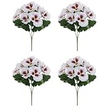 FACAIIO 4 fiori artificiali realistici multicolore del pensiero del pensiero, 35 cm, bouquet di fiori finti in plastica, decorazione per casa, feste e matrimoni, bianco/rosa/giallo/blu poco profondo