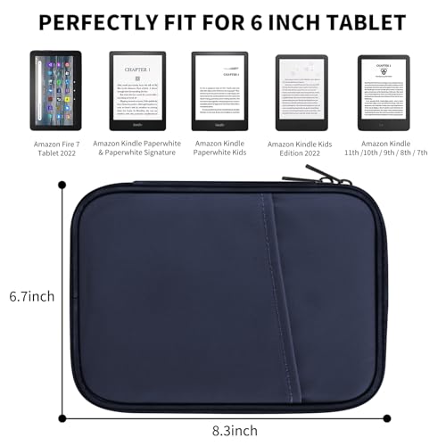 Image of HoYiXi Universal Sleeve Bag for 6 inch,6.8 inch,7 inch Kindle Paperwhite /Colorsoft 2024-2012 Compatible with 6 inch-6.8 inch All-New Kindle /Kobo /Tolino /Sony,6 inch EReader with Anti-Drop Protective Cover,Blue