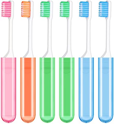 DesertCreations 6PCS Travel Toothbrush, Portable Folding Toothbrush Kit Mini Soft Toothbrushes with Box for Travel Camping Traveling School Business Adults Kids