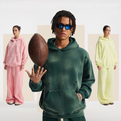 VFIVE UNFOUR Loose Cut Torn Holes Spray Dyeing Thick Warm Fleece Hoodies Sweatshirt Men Fashion Pullovers4