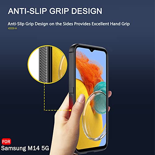 Image of TheGiftKart Liquid Silicon Back Cover Case for Samsung Galaxy M14 5G | Shockproof Military Grade Protection | Micro-Fibre Cloth On Inner Side | Built-in Anti-Slip Grip Back Cover Case (TPU, Black)
