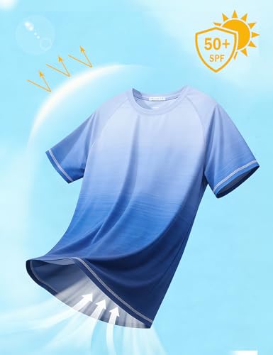 Image of ELETOP Men's Swim Shirts UPF 50+ Short Sleeve Rash Guard Sun Shirts for Beach Fishing