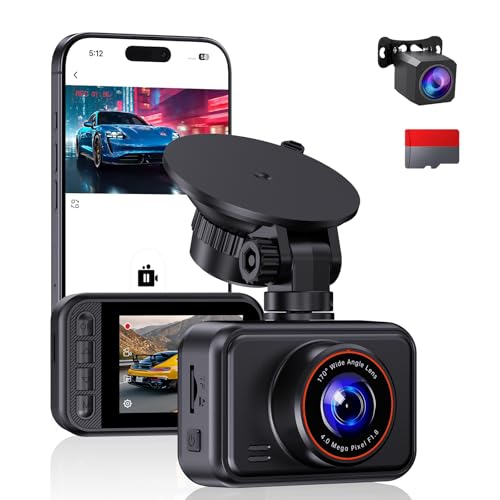 Dash Cam Front and Rear Camera, 1440P+1080P