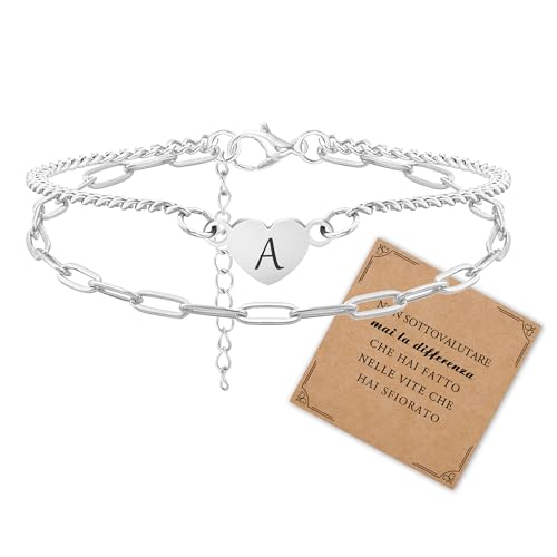 SAMINO Braccialetto a strati Cuore 26 Bracciali con lettere iniziali