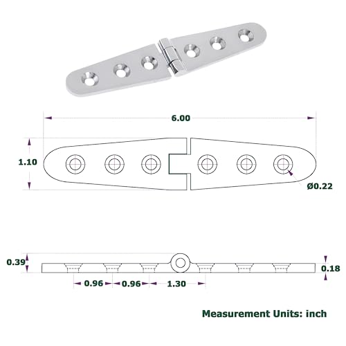 Jt-Hlm Marine Strap Hinges Pair Of 316 Stainless Steel 6'' X 1" Cast Strap Deck Hinge For Boat Hardware #TOP2