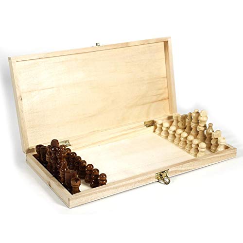 ZAW Scacchi 34 x 34 cm in Legno International Chess Scacchiera Pieghevole + Pezzi degli Scacchi Giochi di Scacchi da Viaggio Portatili Chess (Color : 01)