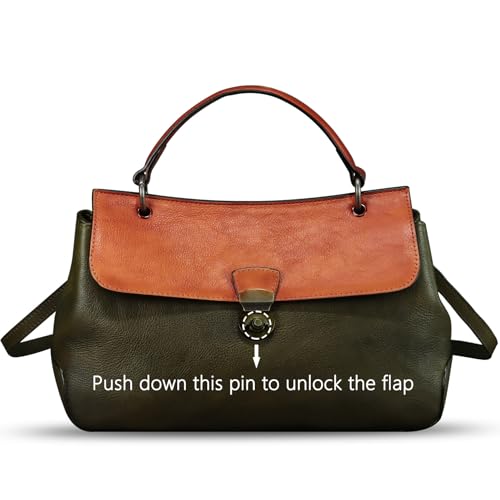 Image of Genuine Leather Handbag Satchel for Women Retro Leather Crossbody Bag Pouch Vintage Ladies Handbag Purse