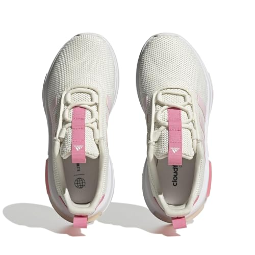 adidas Tênis Racer Tr23 com cadarço, Branco/Rosa Claro/Rosa, 21