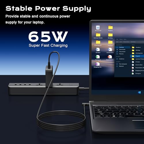 Image of SLE-TECH 65W Laptop Charger for Lenovo IdeaPad Yoga Flex 4.0x1.7mm Tip Cord | Compatible with Lenovo IdeaPad 1 /1i /3 /3i /5 /5i, 110 /110S /310 /320 /330 /330S /510 /520 /530S /710S; 20V 3.25A with Power Cord(Square)