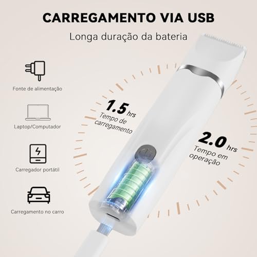 4 em 1 Aparador de Pelos, Kit de Tosa para Cães Cortador de Cabelo - Aparador de Pata de Baixo Ruído