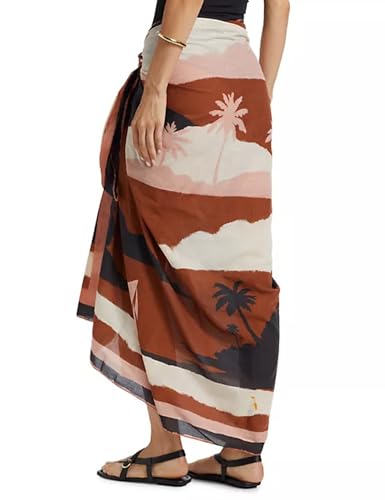 SeekMe Women's Summer Beach Coverups Printed Long Sarong Swimwear Bathing Suit Pareo Pashmina Wrap Skirt 2025 (0017-Brown-OneSize)2