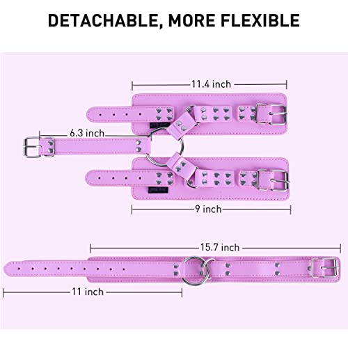 Image of Neck to Wrist Restraints kit - SEXY SLAVE, Adult Sex Toys Frisky Beginner Behind Back Handcuffs Collar, Adjustable Bondage Set, Couple SM Sex Game Tool(Pink)