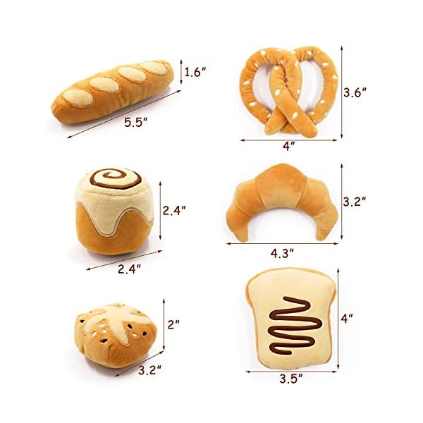 Bread catnip toys kitten interactive toys for cat lover gifts kitty chew bite kick toys supplies baguette croissant pretzel toast bun cinnamon roll plush catmint pet christmas presents set of 6 - image 4