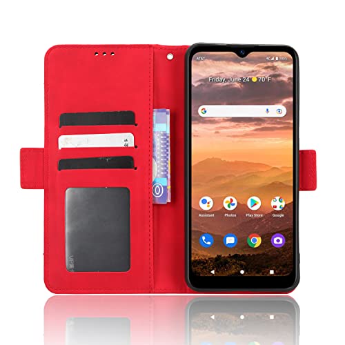 Futanwei For Consumer Cellular Verve Connect Wallet Case | Verve Connect Phone Case | Luxury Pu Leather Wallet Case For Women | Magnetic Closure | Flip Cover With 5 Card Slots & 1 Money Pocket | Red #TOP3