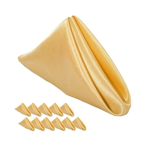 Silky Satin Cloth Napkins, 12PC Satin Napkins, 30cmx30cm(Gold)