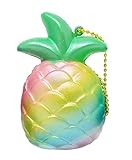 ibloom Cutie Pineapple Fruits Slow Rising Squishy Toy Keychain (Rainbow, 3 Inch) Birthday Gift Boxes, Party Favors, Stress Balls, Prop Decoration, Pretend Play for Kids, Boys, Girls, Adults