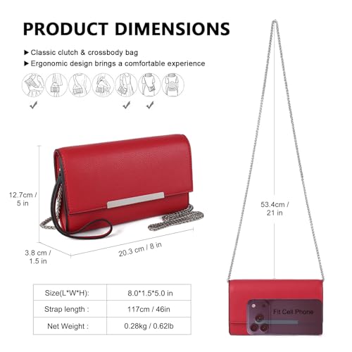 Image of AFKOMST Clutch Purses for Women Small Convertible Wristlet and Evening Bag | Vegan Leather, Fits 6.7-inch Phone /Passport, Versatile for Formal Events /Prom /Wedding /Cocktail /Night Out /Daily Use