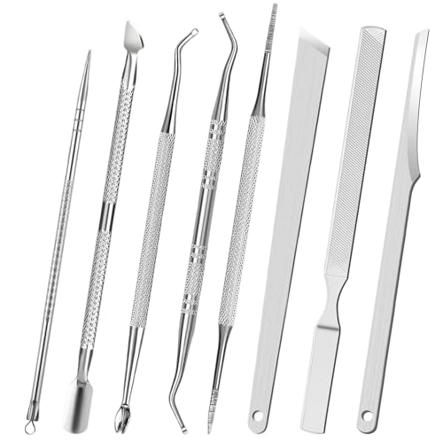 8-teiliges Pediküre Set zur Entfernung eingewachsener Zehennägel, Professionelles Edelstahl Fußpflege Werkzeug mit Feilen und Hebern, Maniküre & Pediküre Set für saubere Nägel an Händen und Füßen