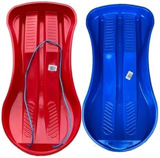 D.I.L Heavy Duty Large Adults Kids Children Snow Sledge Toboggan Sledge Rope Sled Play Snow Ice 1x red &1x blue both
