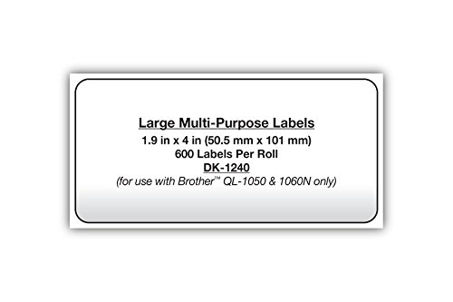 Brother DK1240 4x2in Die Cut White Paper Labels, 600 Labels per roll - image 3