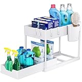 Puricon Estantería Bajo Fregadero, Estante Organizador Mueble Bajo Fregadero Cocina Lavabo -Blanco