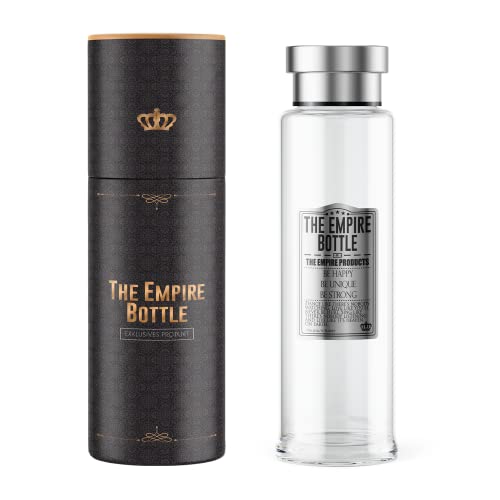 The Empire Products® The Empire Bottle: Trinkflasche Glas 550ml - Bruchsichere und Auslaufsichere Glasflasche - BPA frei - Designer Trinkflasche für unterwegs | Glastrinkflaschen, Wasserflaschen Cover