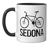 Sedona Arizona Mountain Trail Bike Distressed Design Ceramic Mug, Black/White