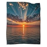 Sonnenuntergang 3D-gedruckte Decke Ocean and Sunon The Horizont Design-Tagesdecke Weiche Und Warme Mikrofaser Sofa Bettwäsche 40x50inch(100x130cm)